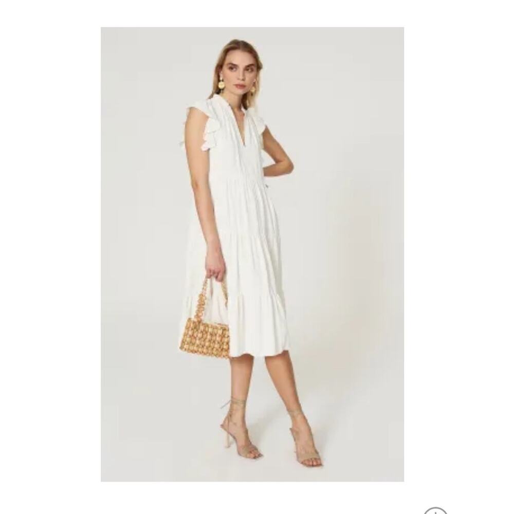 Amanda Uprichard New York ivory shift flutter sleeve midi dress - Picture 3 of 7